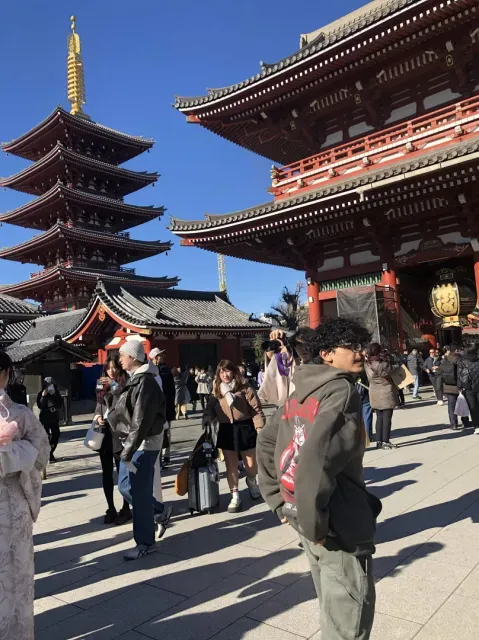 Samiel visiting a temple complex in Japan